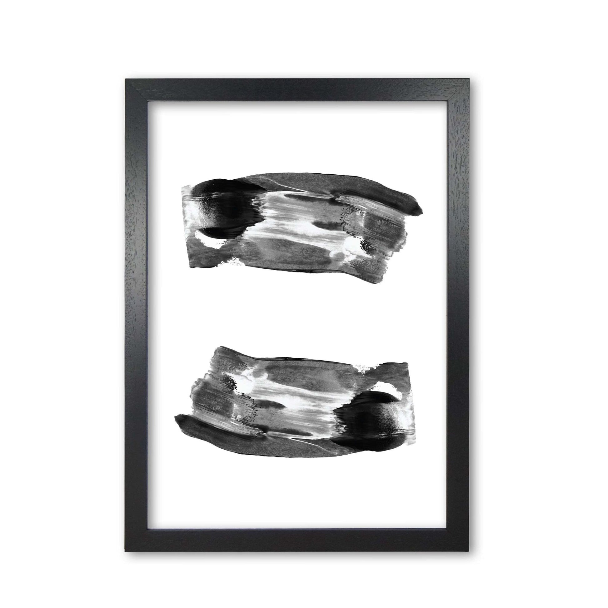 Black abstract paint strokes modern fine art print