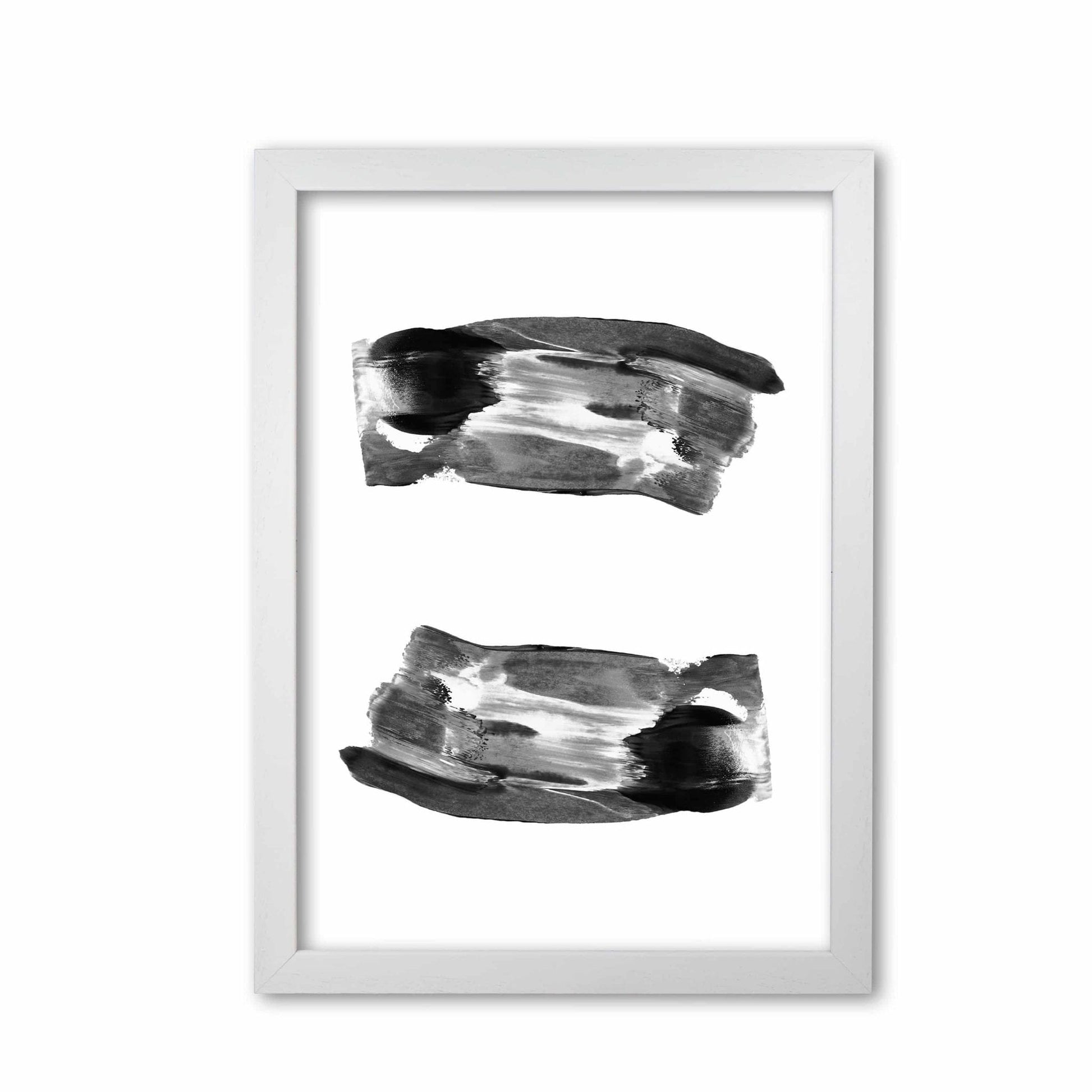Black abstract paint strokes modern fine art print
