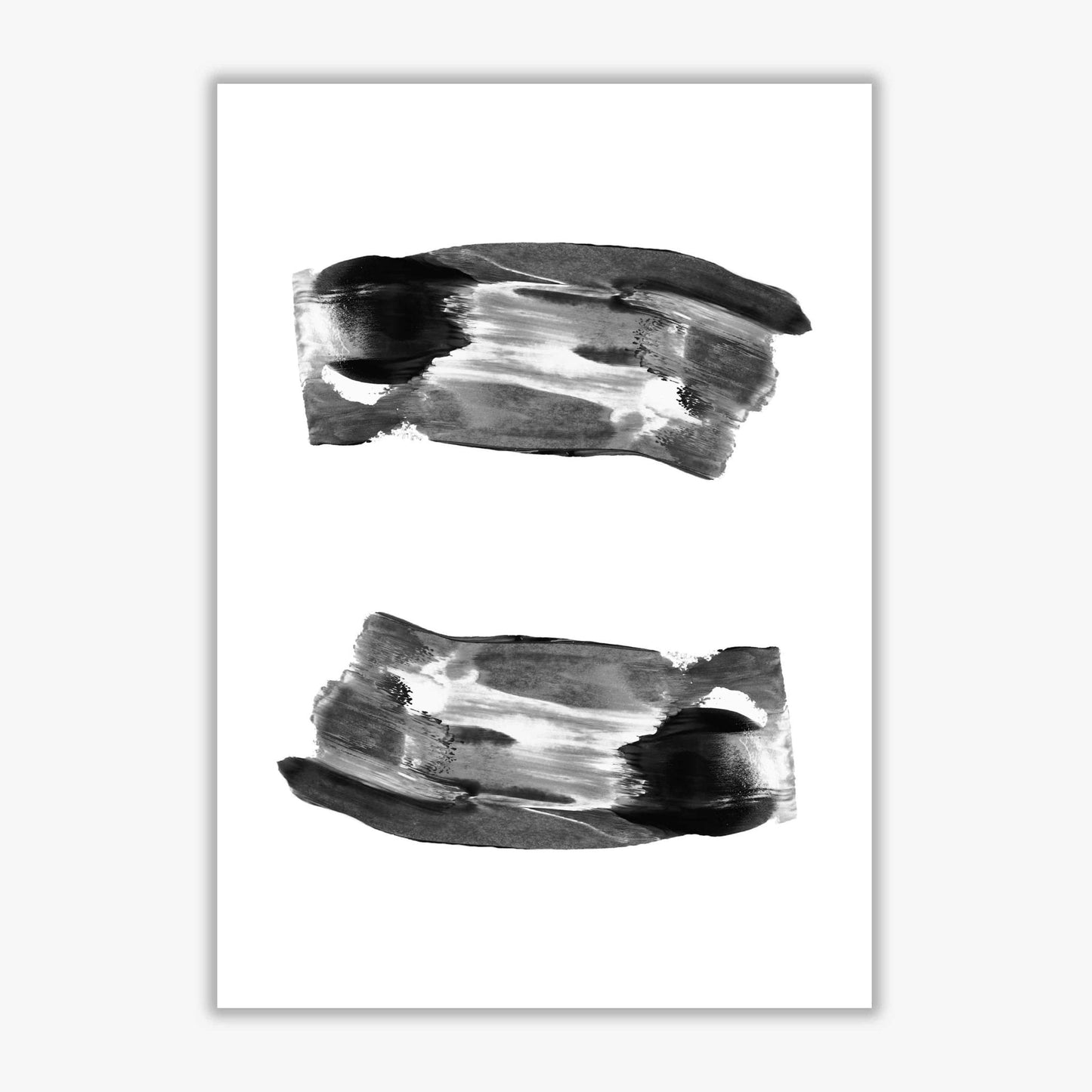 Black abstract paint strokes modern fine art print