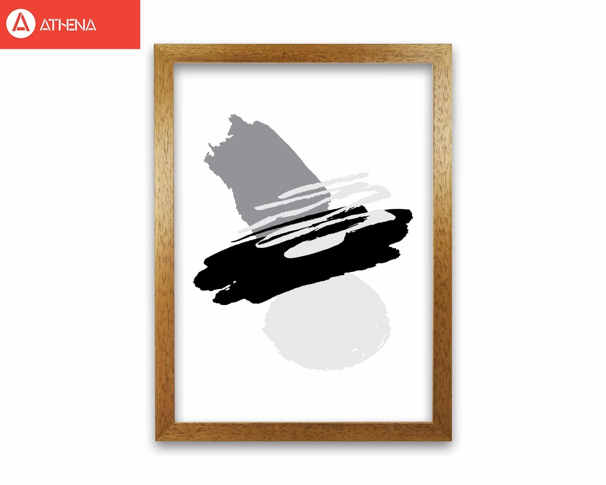 Black and grey abstract paint shapes modern fine art print