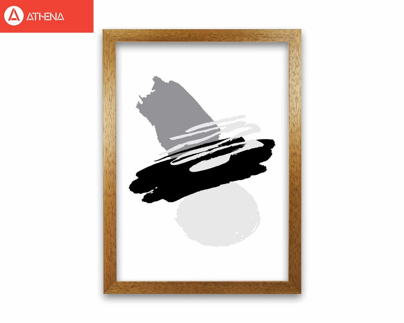 Black and grey abstract paint shapes modern fine art print
