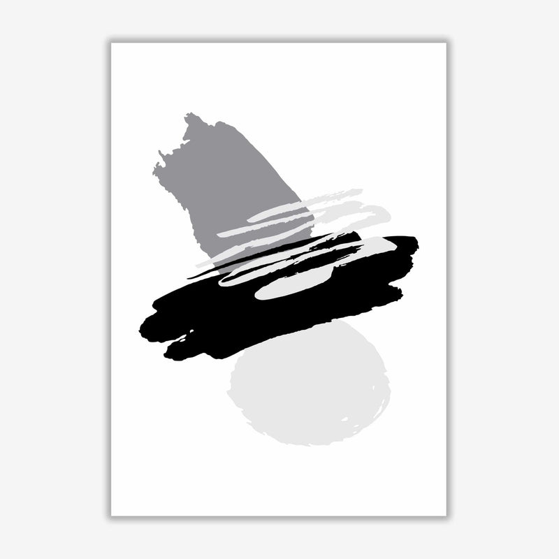 Black and grey abstract paint shapes modern fine art print