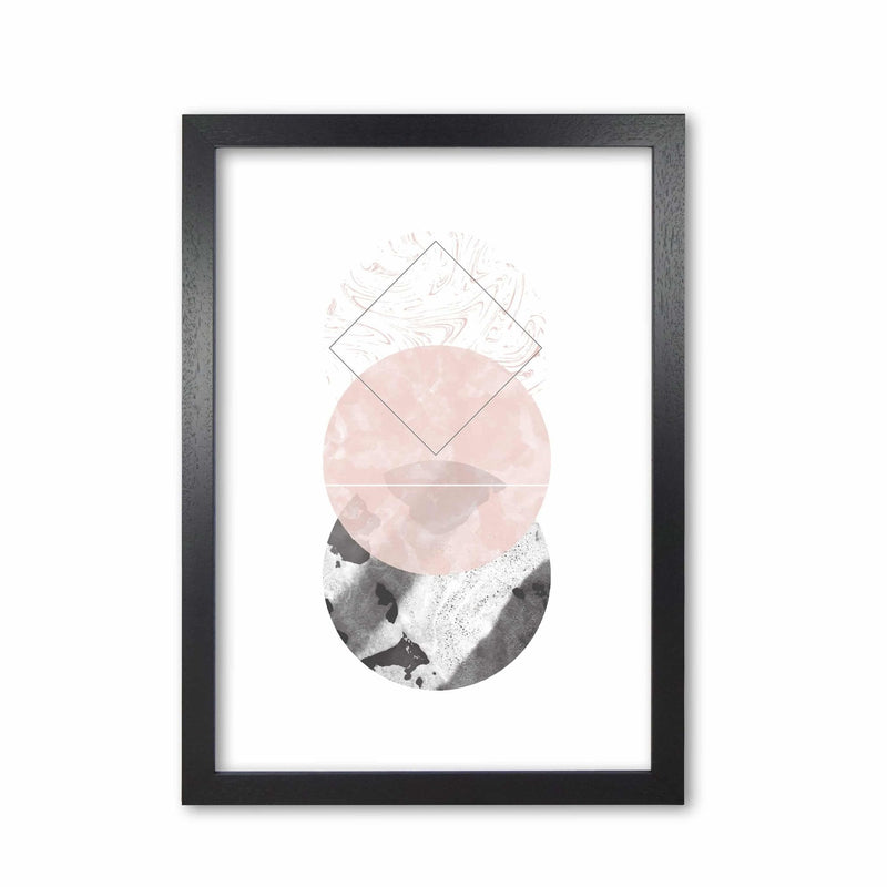 Black and pink marble abstract circles modern fine art print