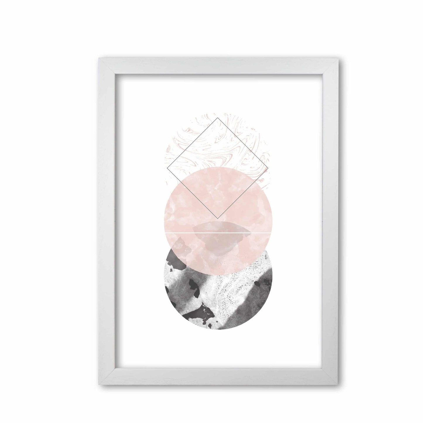 Black and pink marble abstract circles modern fine art print