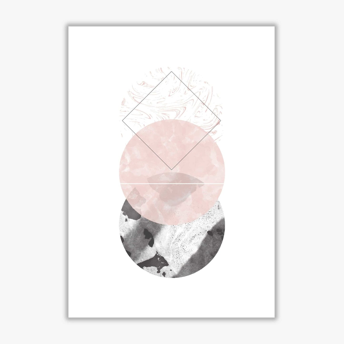 Black and pink marble abstract circles modern fine art print