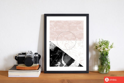 Black and pink marble abstract rectangle shapes modern fine art print