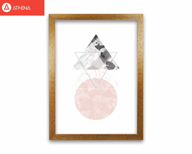 Black and pink marble abstract triangle and circle modern fine art print