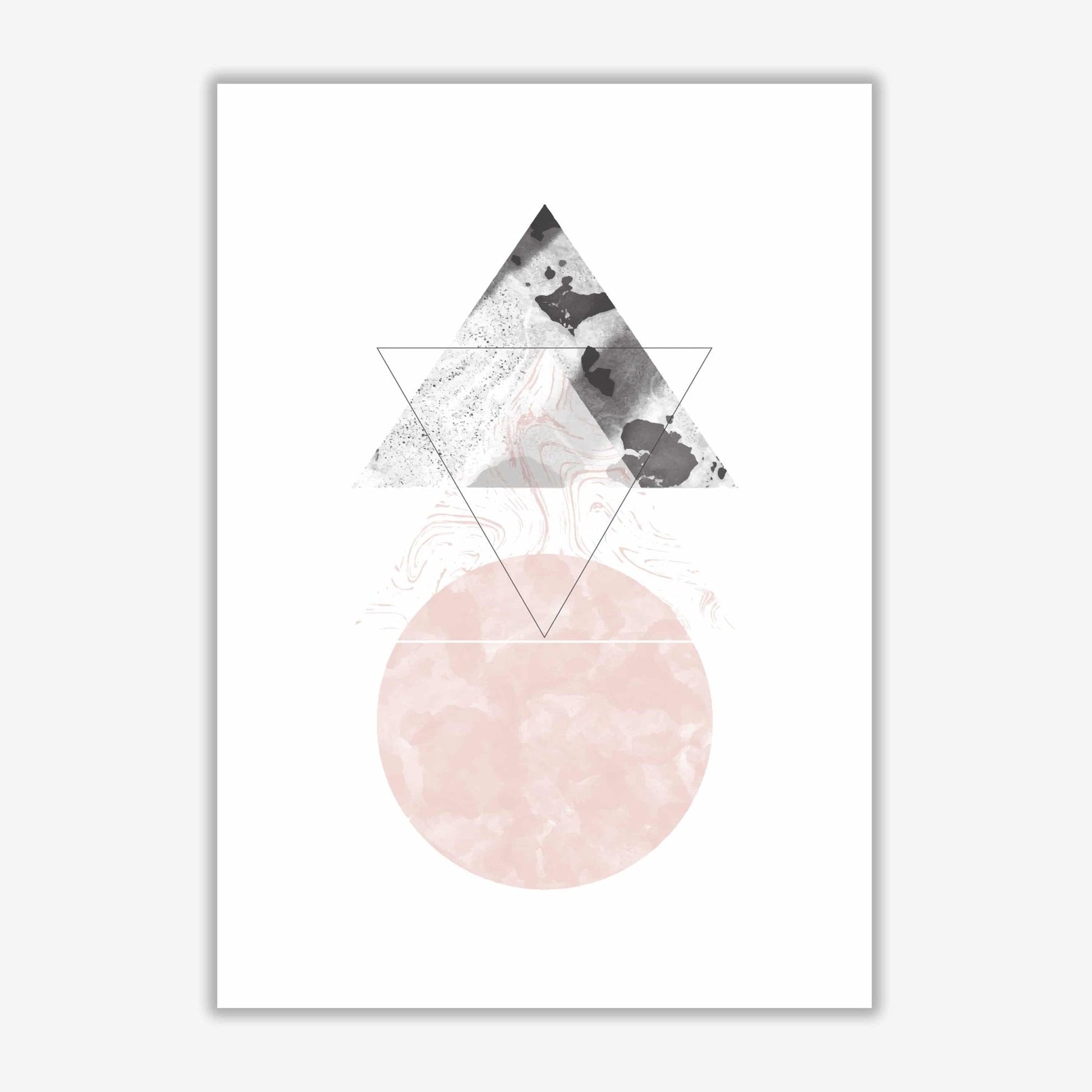 Black and pink marble abstract triangle and circle modern fine art print