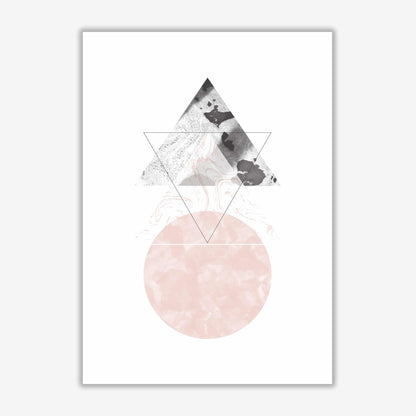 Black and pink marble abstract triangle and circle modern fine art print