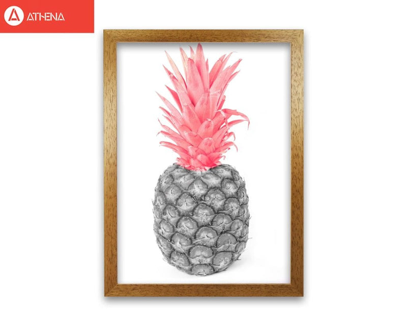 Black and pink pineapple abstract modern fine art print, framed kitchen wall art