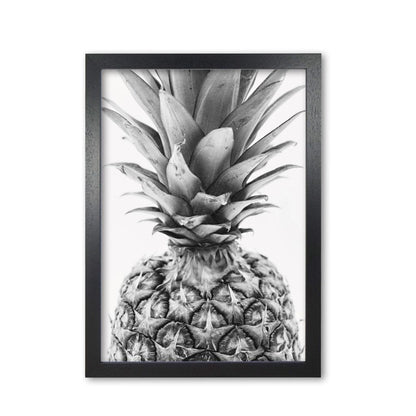 Black and white pineapple modern fine art print, framed kitchen wall art
