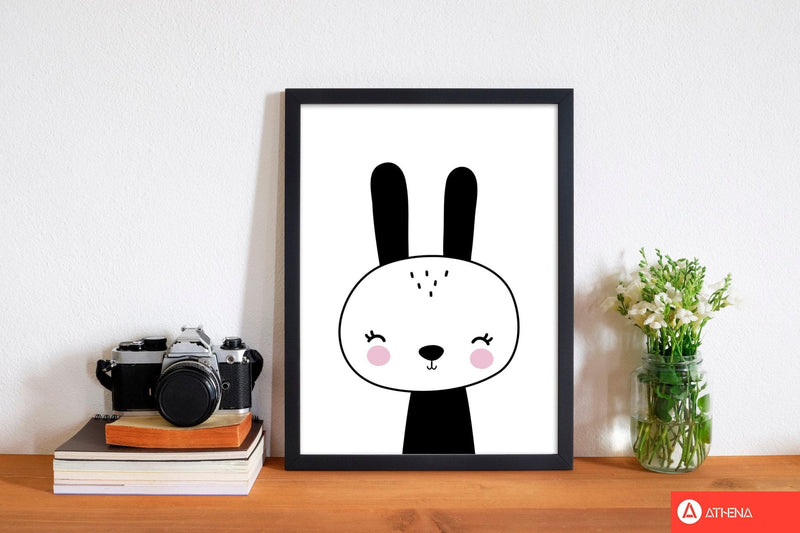 Black and white scandi bunny modern fine art print