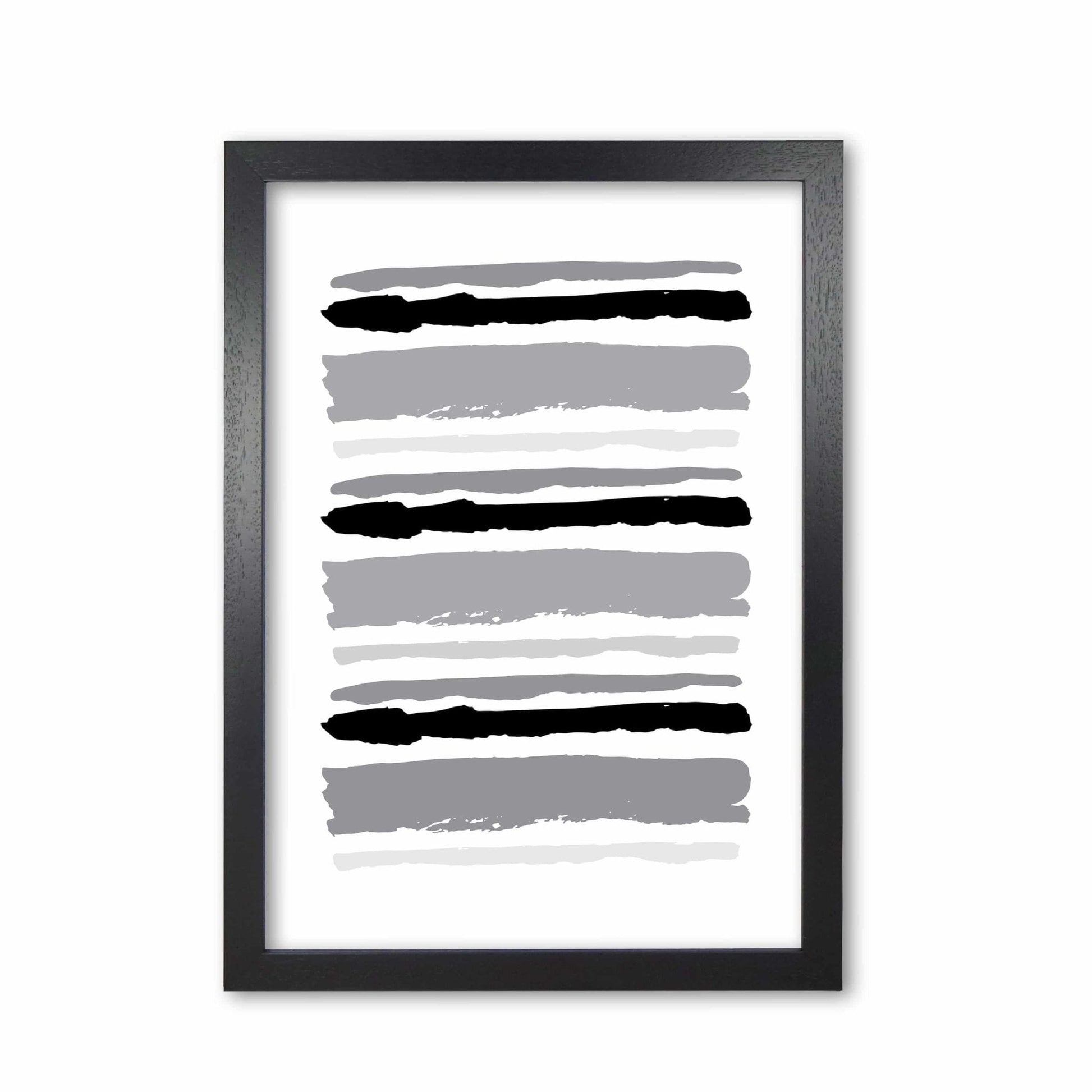 Black contrast abstract stripes modern fine art print