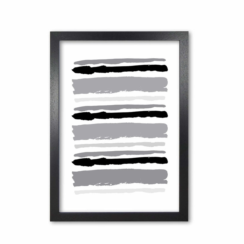 Black contrast abstract stripes modern fine art print
