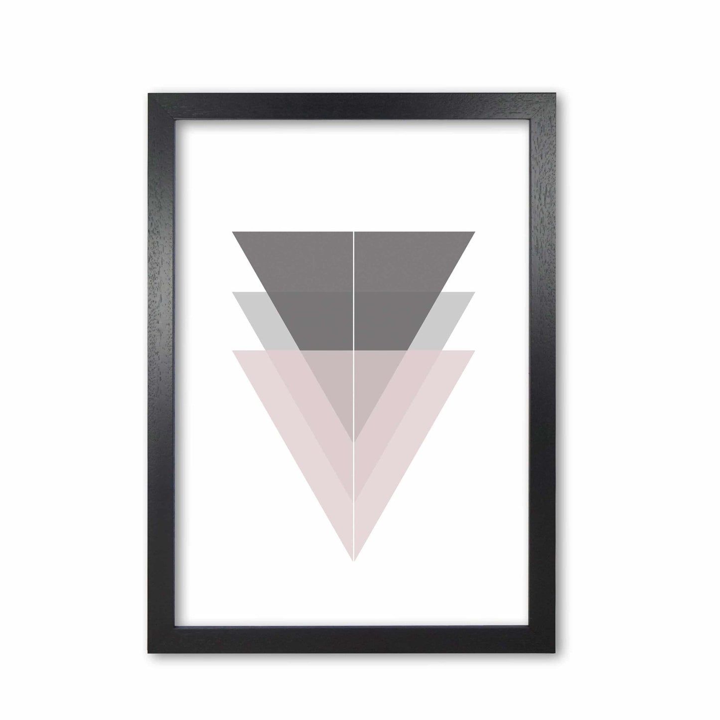 Black, grey and pink abstract triangles modern fine art print