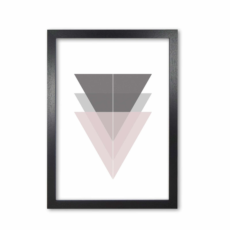 Black, grey and pink abstract triangles modern fine art print