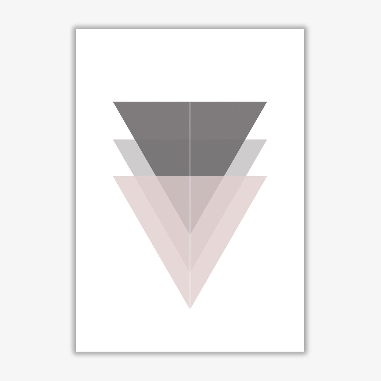 Black, grey and pink abstract triangles modern fine art print