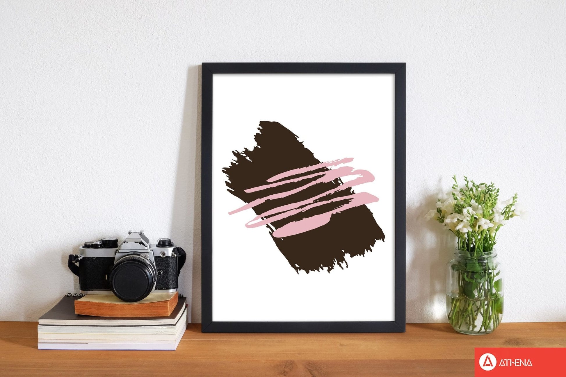 Black jaggered paint brush abstract modern fine art print