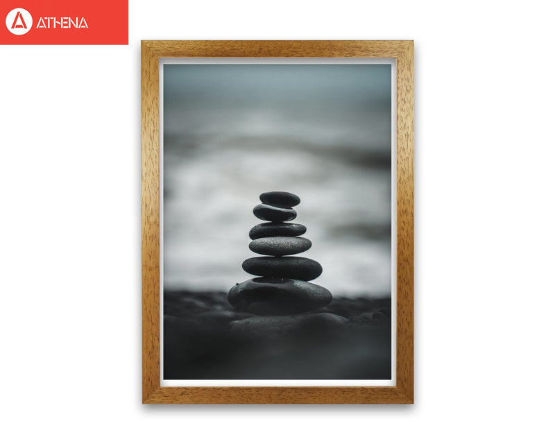 Black pebble stack modern fine art print, framed botanical &