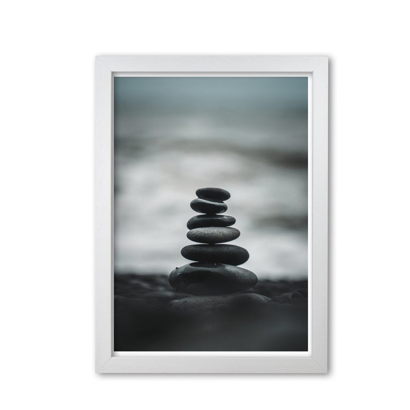 Black pebble stack modern fine art print, framed botanical &