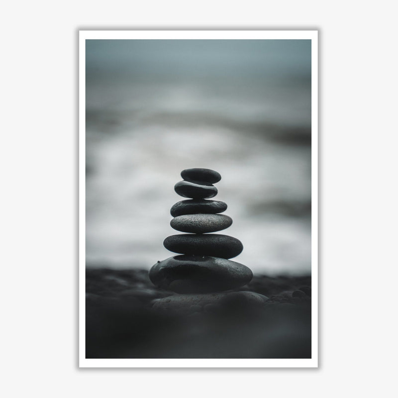 Black pebble stack modern fine art print, framed botanical &