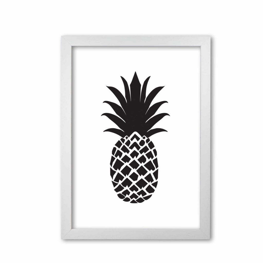Black pineapple 2 modern fine art print, framed kitchen wall art