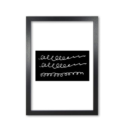 Black rectangle swirls abstract modern fine art print