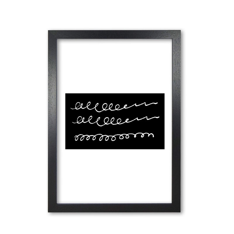 Black rectangle swirls abstract modern fine art print