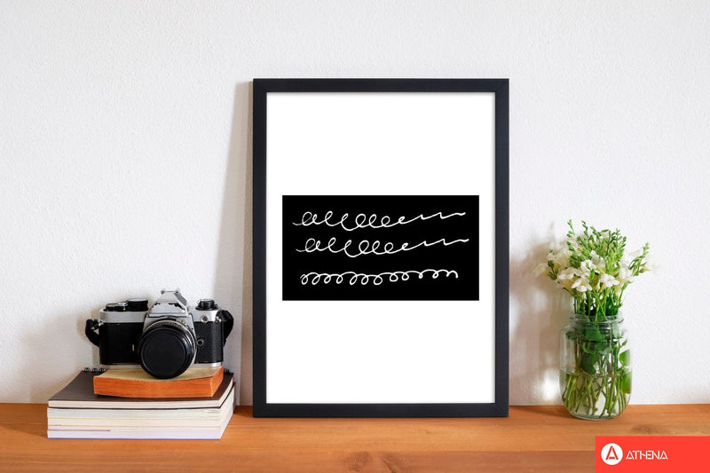 Black rectangle swirls abstract modern fine art print