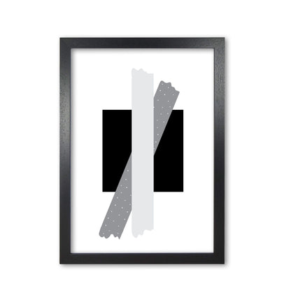 Black square with grey bow abstract modern fine art print