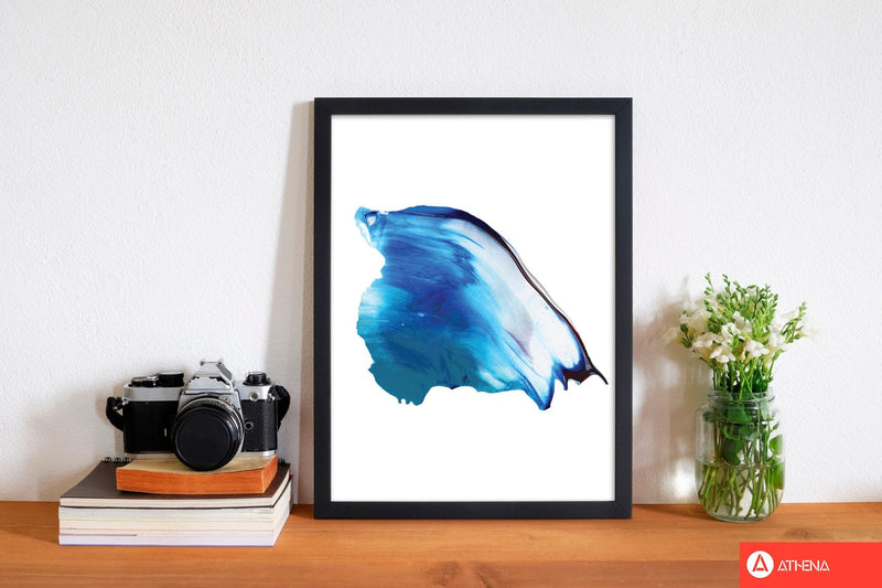 Blue abstract paint stroke modern fine art print