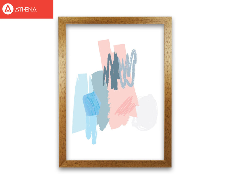 Blue and pink abstract scribbles modern fine art print