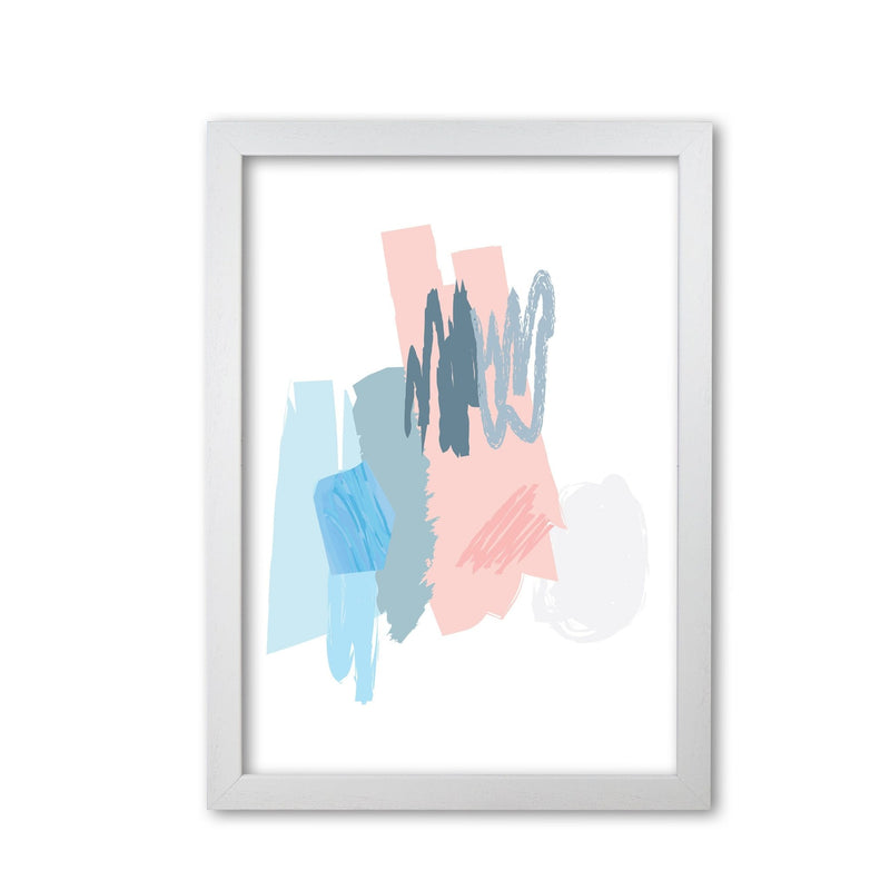 Blue and pink abstract scribbles modern fine art print
