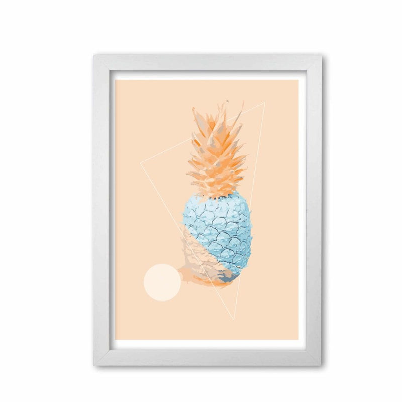 Blue and pink pineapple modern fine art print, framed kitchen wall art
