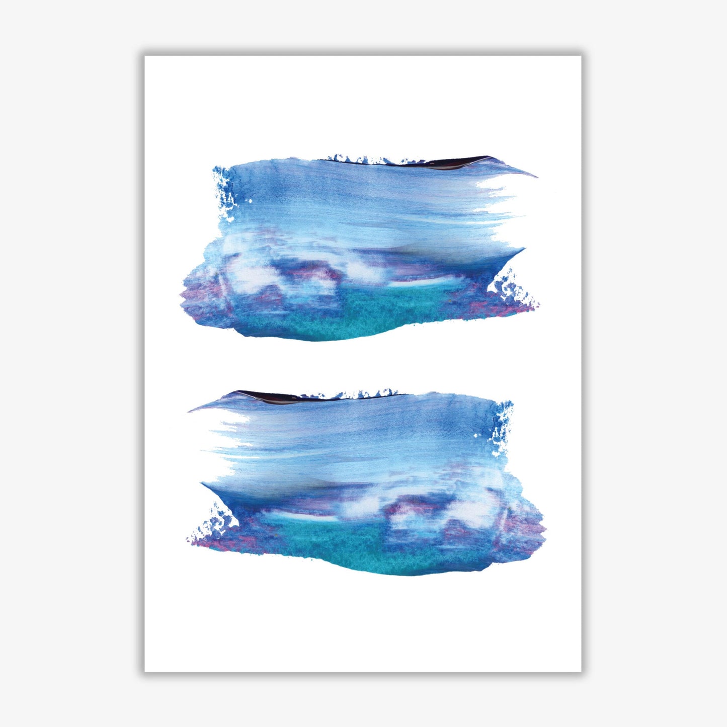 Blue and purple abstract paint strokes modern fine art print