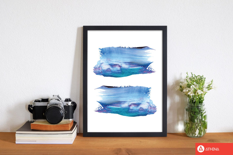 Blue and purple abstract paint strokes modern fine art print