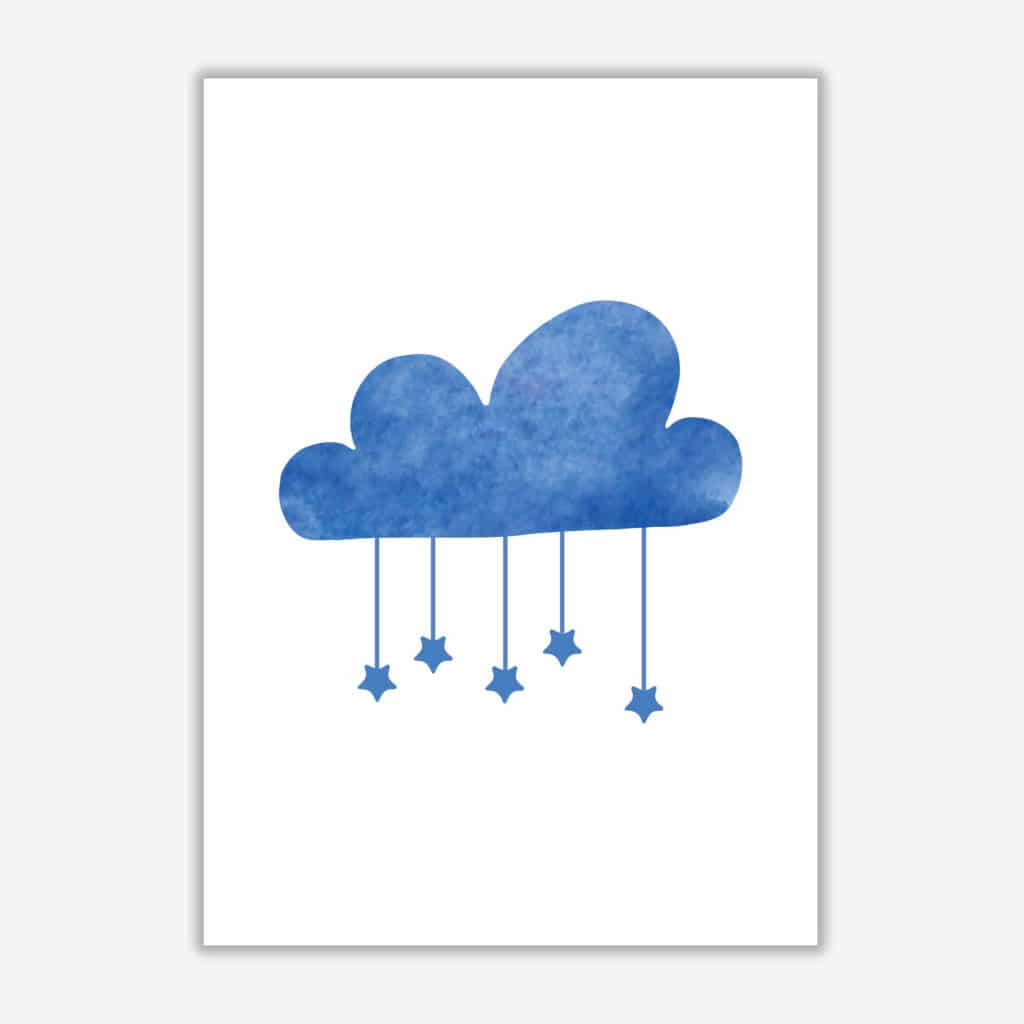 Blue cloud watercolour modern fine art print