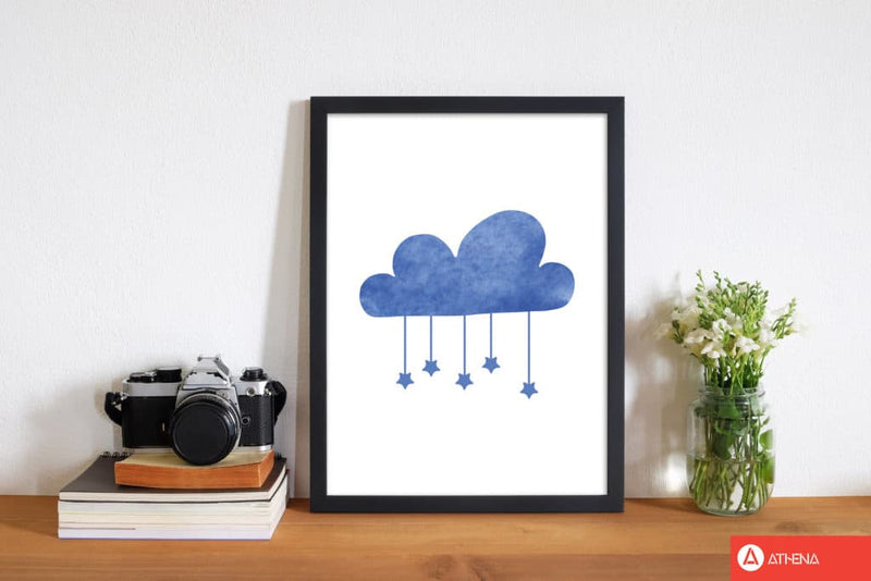 Blue cloud watercolour modern fine art print