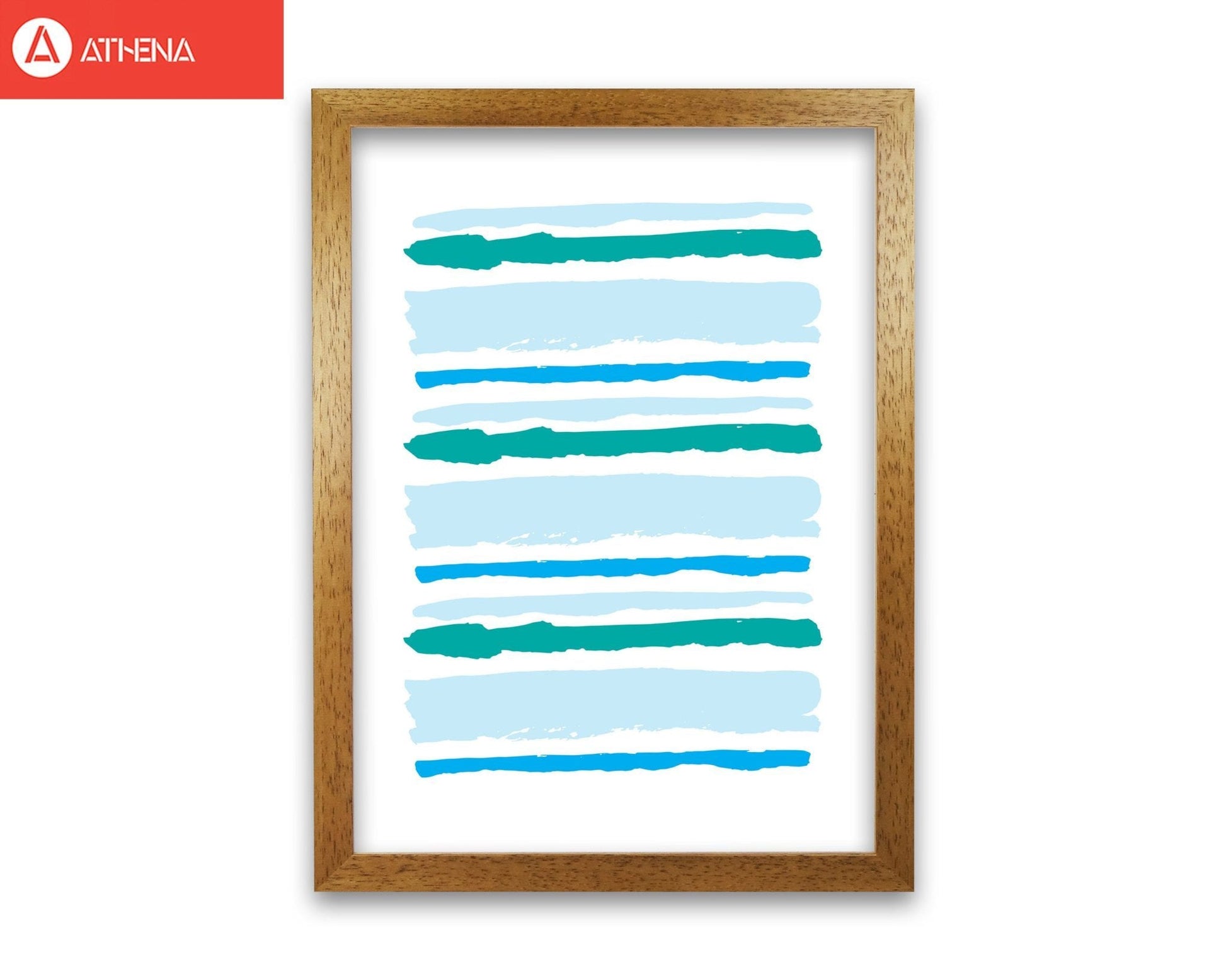 Blue contrast abstract stripes modern fine art print