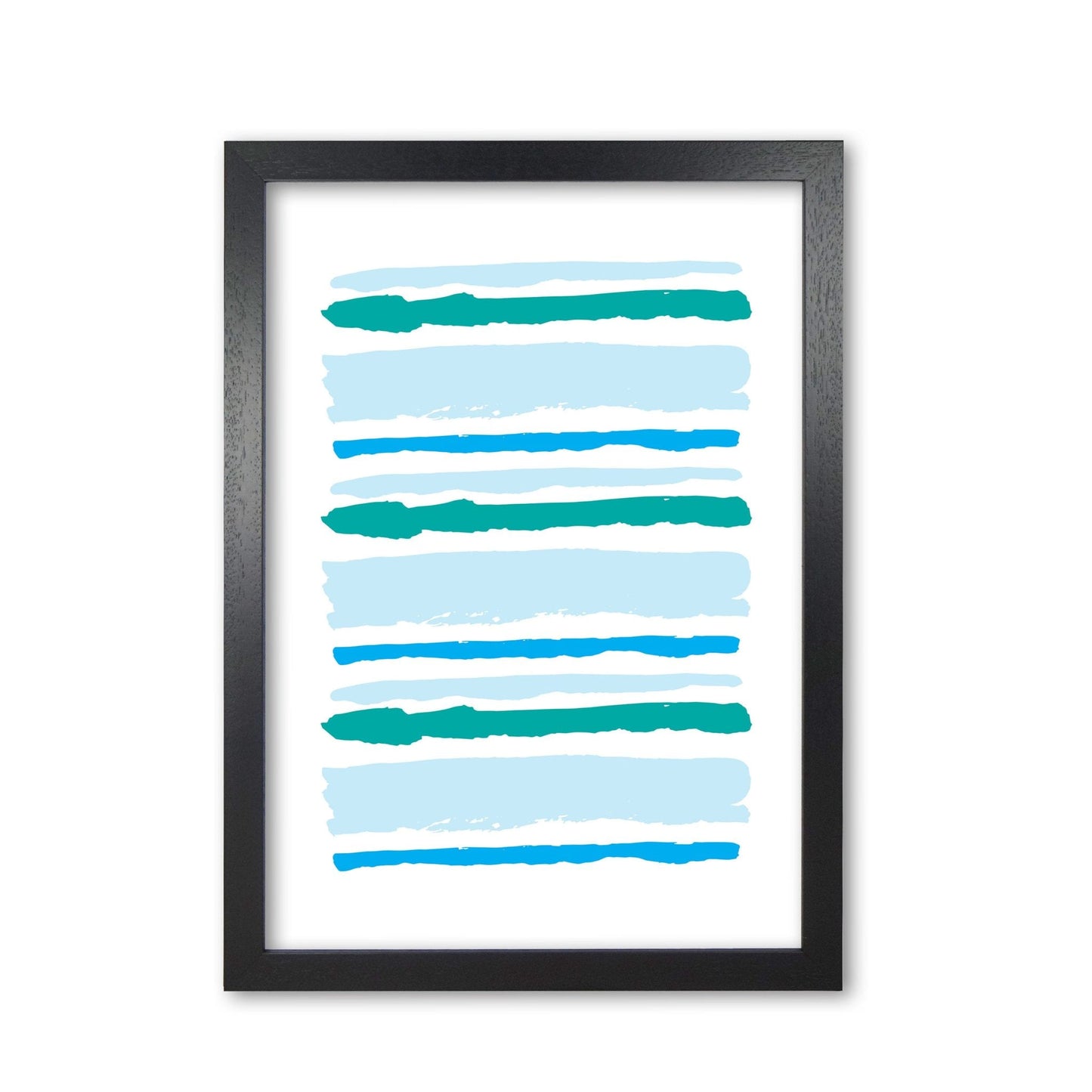 Blue contrast abstract stripes modern fine art print