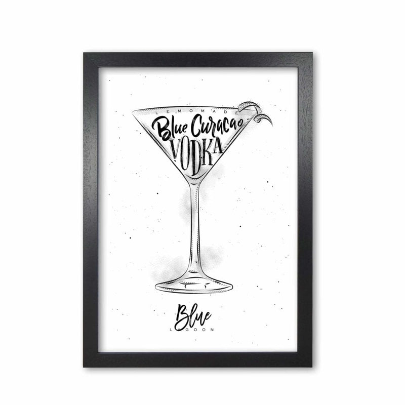 Blue lagoon cocktail modern fine art print, framed kitchen wall art