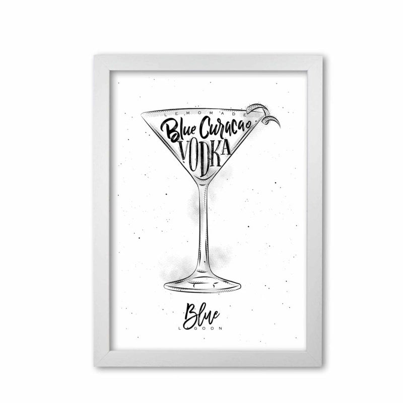 Blue lagoon cocktail modern fine art print, framed kitchen wall art