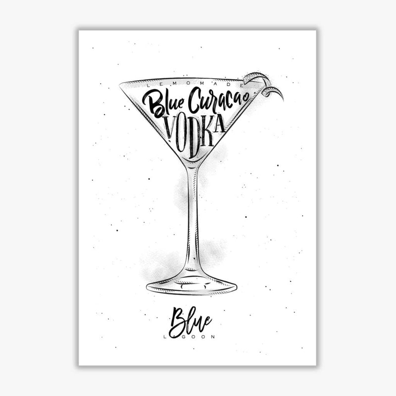Blue lagoon cocktail modern fine art print, framed kitchen wall art