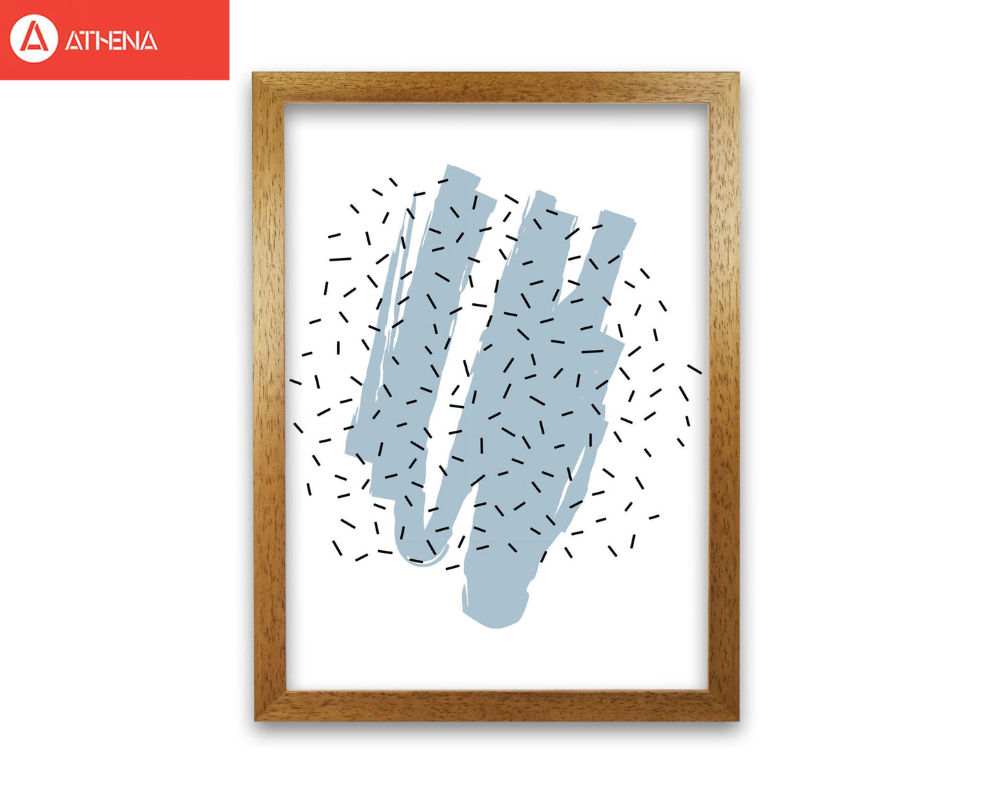 Blue paint with black polka abstract modern fine art print