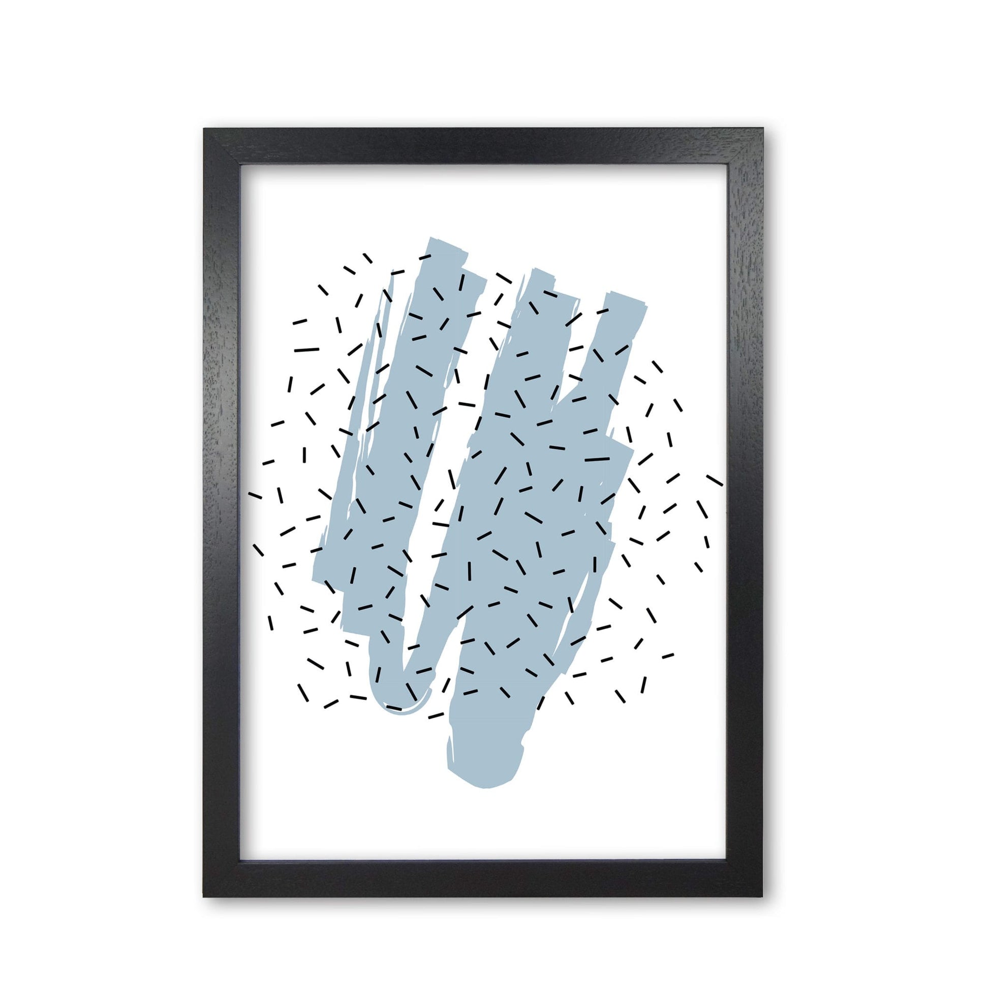 Blue paint with black polka abstract modern fine art print