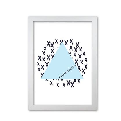 Blue triangle with crosses abstract modern fine art print