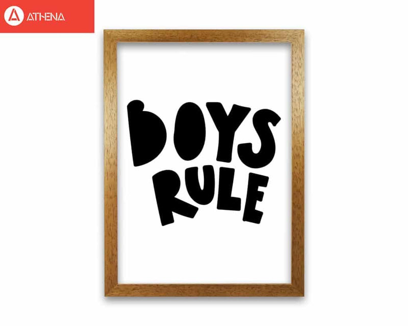 Boys rule black modern fine art print, framed childrens nursey wall art poster