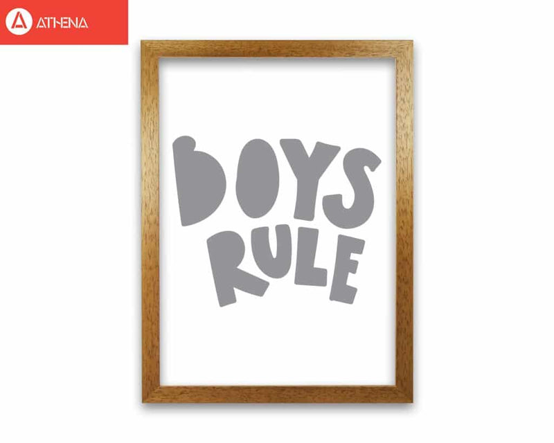 Boys rule grey modern fine art print, framed childrens nursey wall art poster