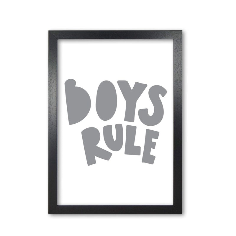Boys rule grey modern fine art print, framed childrens nursey wall art poster