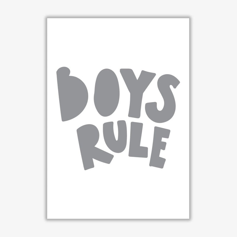 Boys rule grey modern fine art print, framed childrens nursey wall art poster